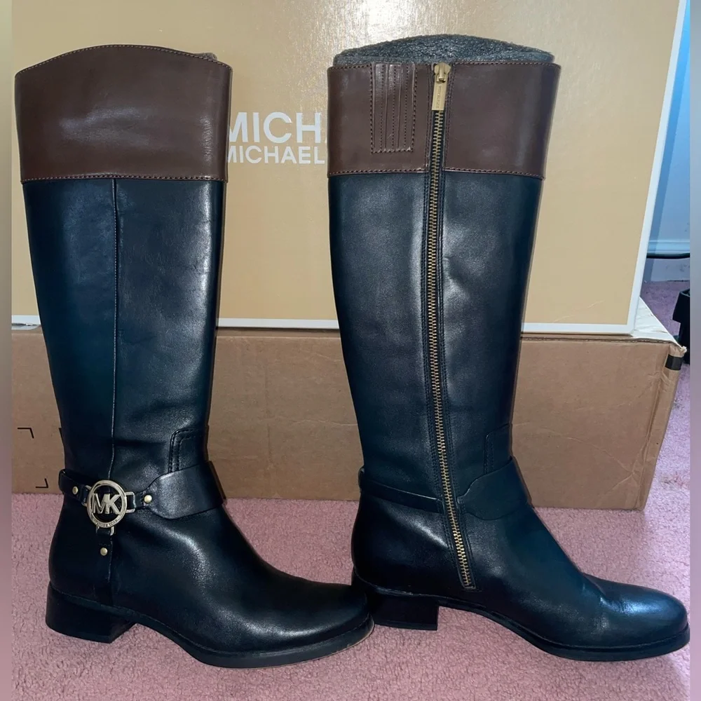 Michael Kors Fulton Harness Boot (Black/Mocha) - Picture 3 of 13